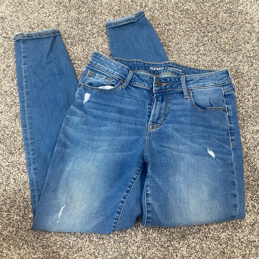Old Navy Rockstar midsize Women's Distressed Blue Skinny Jeans sz 6